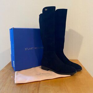 NWT Stuart Weitzman Keelan Knee High Suede Boot Black size 8 38.5